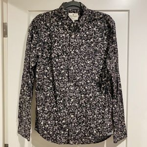 Men’s AE Black Floral Print Button Down Shirt NWT